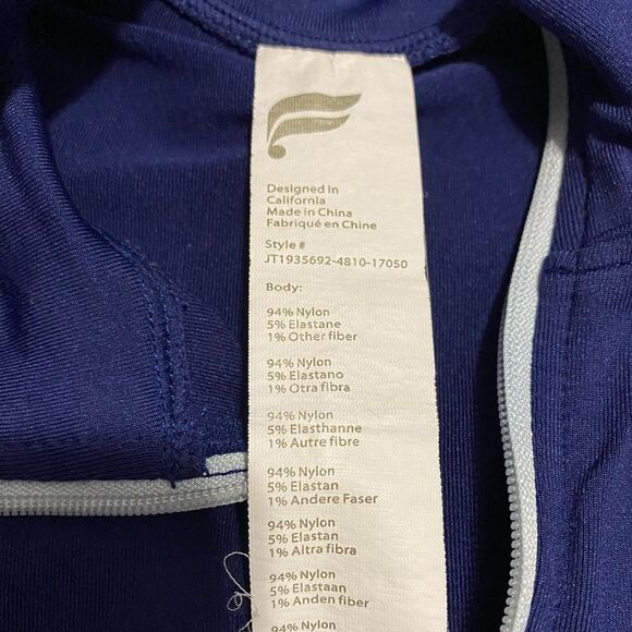 Fabletics Size Large Luciana Seamless Longsleeve Zip Up Mock Neck Navy Blue - Picture 11 of 12